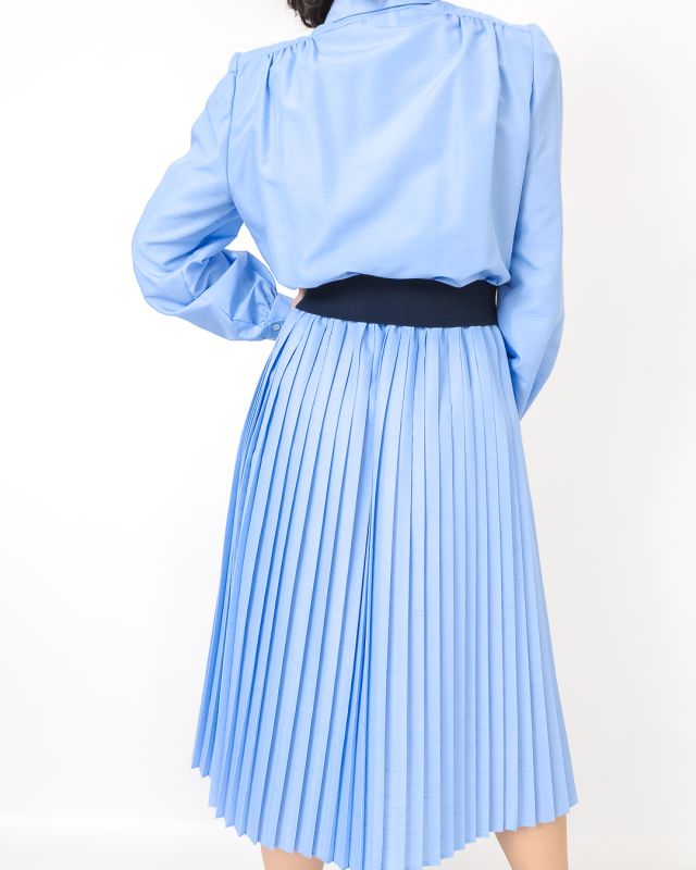 Vestido Vintage 70s - 80s Plisado Azul Textura Talla M - L - 9