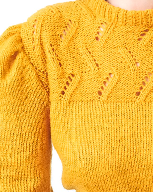 Vintage 80s Puffed Mustard Knitted Sweater Size M - 3