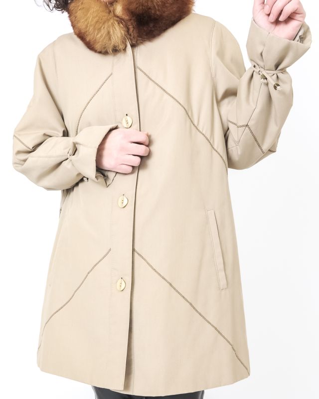 Vintage 70s - 80s Beis Hair Trench Coat Beis Size M - 1