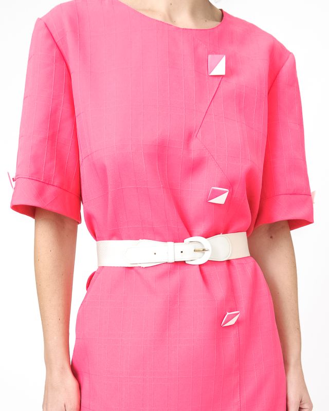Vintage 70s - 80s Pink Fuchsia Dress Buttons Size L - 3
