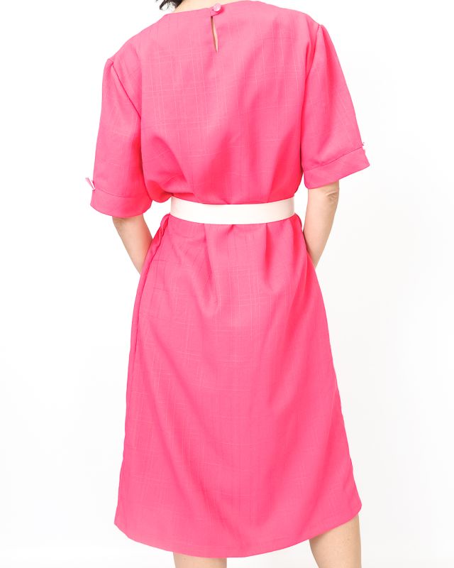 Vintage 70s - 80s Pink Fuchsia Dress Buttons Size L - 8