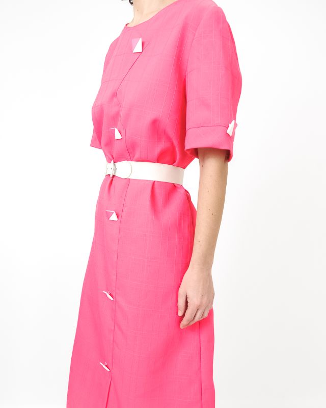 Vintage 70s - 80s Pink Fuchsia Dress Buttons Size L - 5