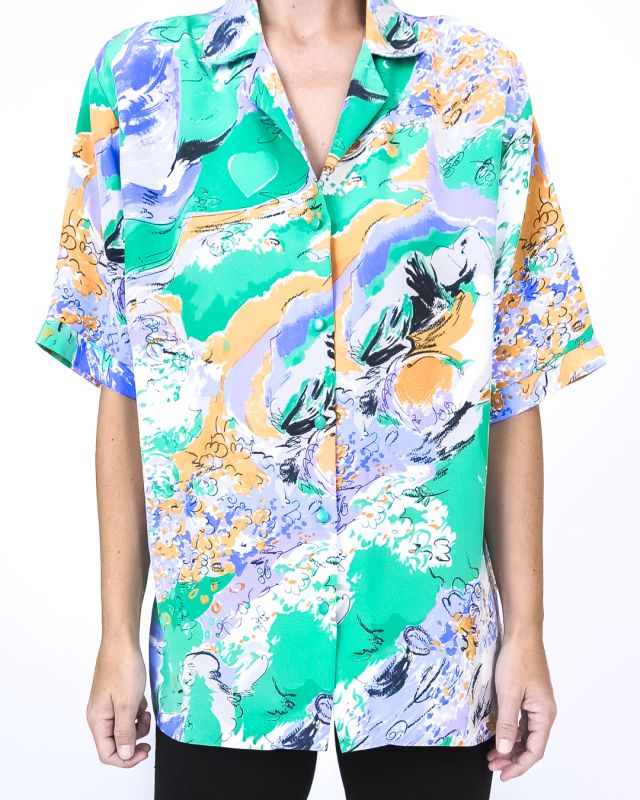 Camisa Vintage 80s - 90s Gráfica Colorfull Talla M - L - 6